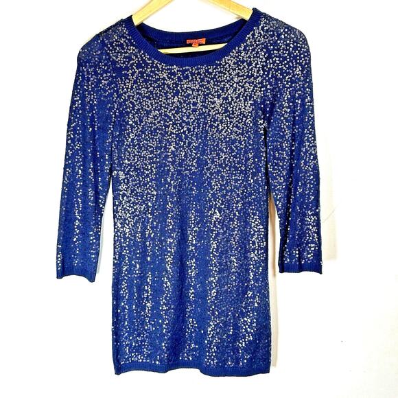 Chan Luu Blue All Over Sequin Long Sleeve Sweater Pullover Woman’s Medium EUC - Picture 1 of 11
